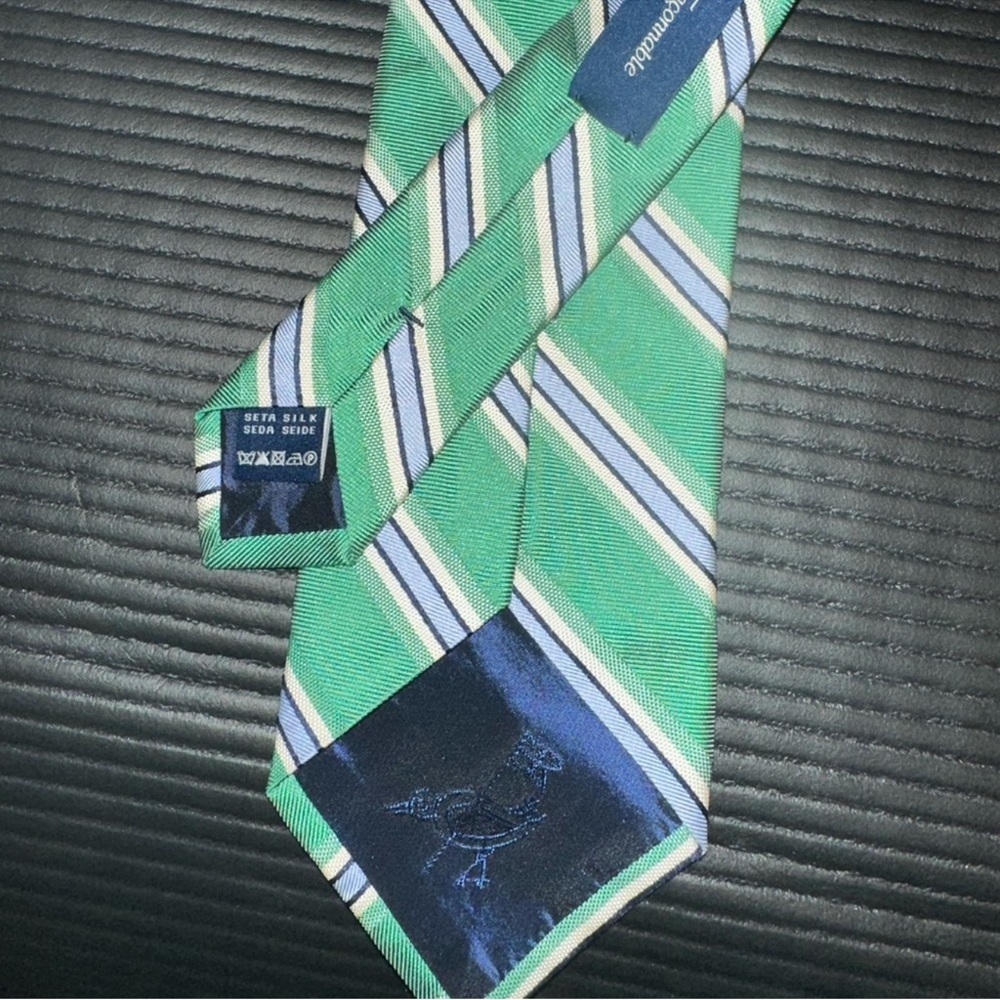 Façonnable Green and Blue Striped Silk Tie